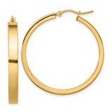 14k Yellow Gold Hoop Earrings, Classic Polished Round Design, Lightweight Minimalist Style