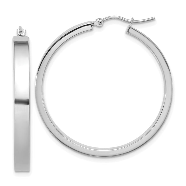 Sterling Silver Hoop Earrings, Large Round Polished Lightweight Design for Women