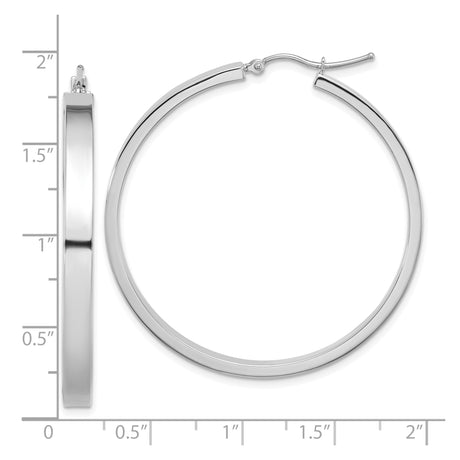 14k White Gold Hoop Earrings, Polished Minimalist Open Design, Lightweight Everyday Jewelry