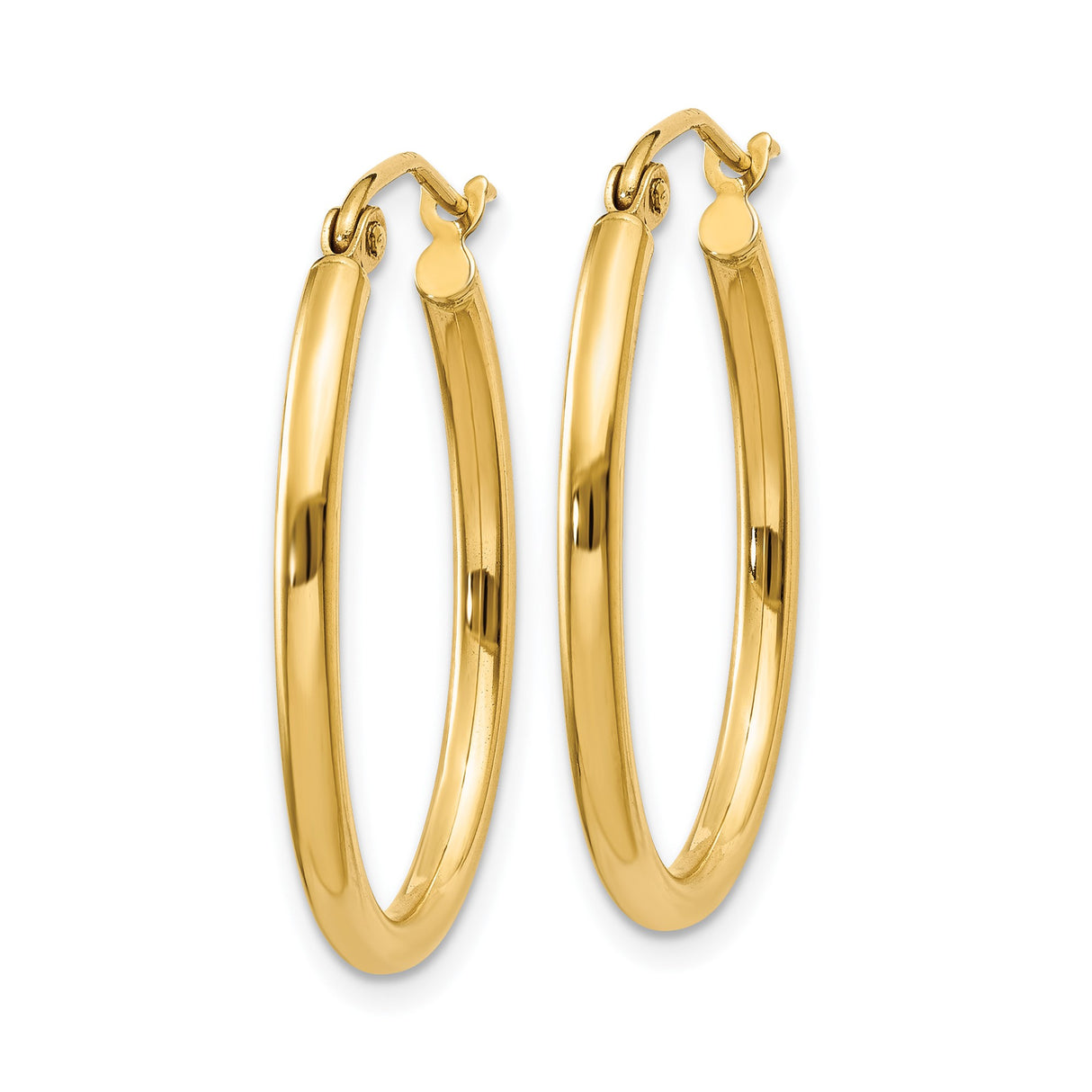 14k Yellow Gold Hoop Earrings, Polished Medium Size with Latch Back, Classic Minimalist Style for Women