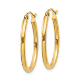 14k Yellow Gold Hoop Earrings, Polished Medium Size with Latch Back, Classic Minimalist Style for Women