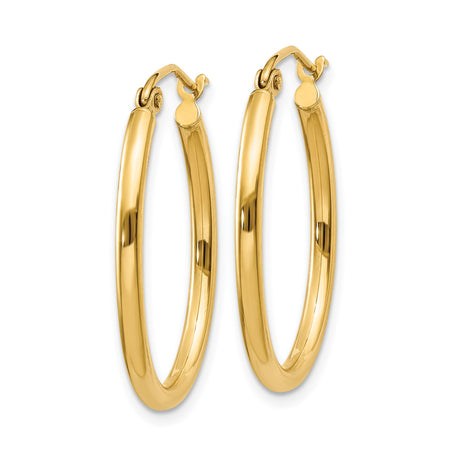 14k Yellow Gold Hoop Earrings, Polished Medium Size with Latch Back, Classic Minimalist Style for Women
