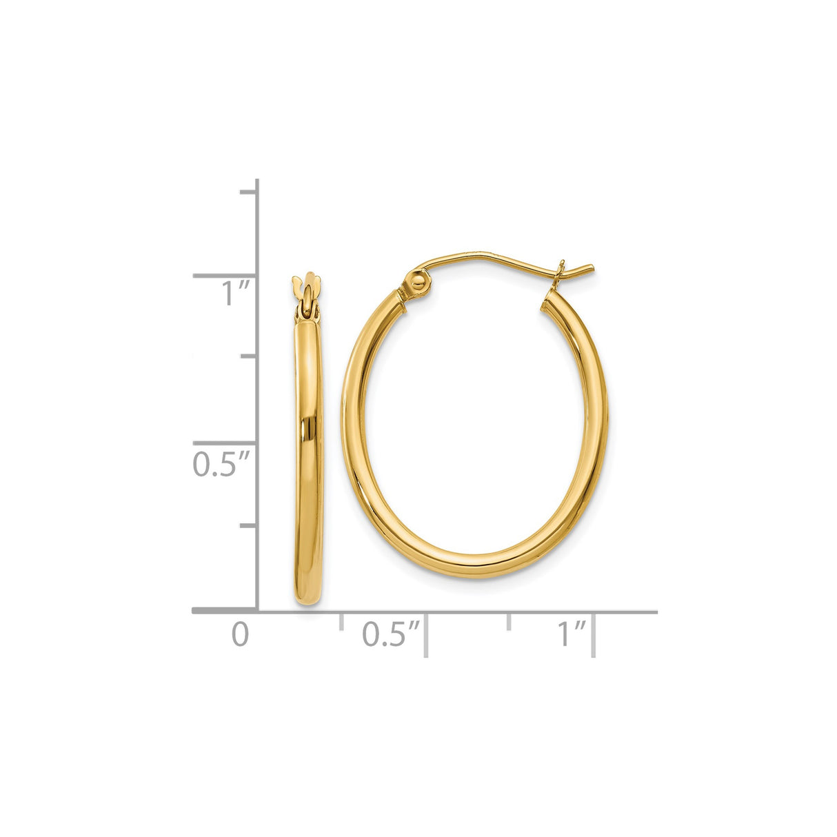 14k Yellow Gold Hoop Earrings, Polished Medium Size with Latch Back, Classic Minimalist Style for Women