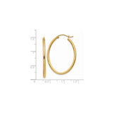 14k Yellow Gold Hoop Earrings, Medium Classic Polished Hoops with Hinged Clasp for Women