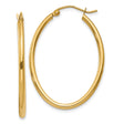 14k Yellow Gold Hoop Earrings, Medium Classic Polished Hoops with Hinged Clasp for Women