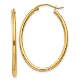 14k Yellow Gold Hoop Earrings, Medium Classic Polished Hoops with Hinged Clasp for Women
