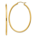 14k Yellow Gold Hoop Earrings, Lightweight Classic Round Design with Polished Finish