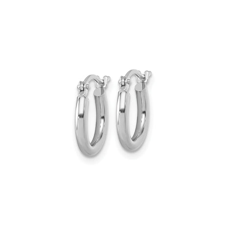 10k White Gold Hoop Earrings, Classic Round Polished Design, Minimalist Modern Style for Women