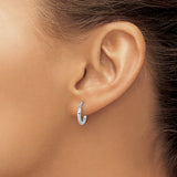 10k White Gold Hoop Earrings, Classic Round Polished Design, Minimalist Modern Style for Women