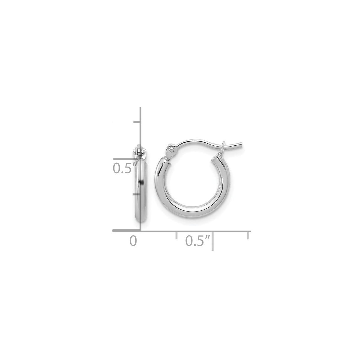 10k White Gold Hoop Earrings, Classic Round Polished Design, Minimalist Modern Style for Women