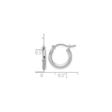 10k White Gold Hoop Earrings, Classic Round Polished Design, Minimalist Modern Style for Women