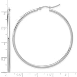 10k White Gold Hoop Earrings, Hinged Closure, Polished Lightweight Round Design