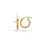 10k Yellow Gold Hoop Earrings with Twisted Diamond Cut Rope Design for Women