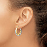 10k Two-Tone Gold Hoop Earrings with Polished Finish and Diamond Cut Detailing