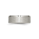 Titanium Mens Wedding Band, Brushed Center with Polished Beveled Edges, Matte Scratch-Resistant Ring