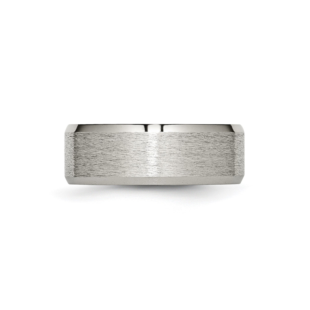Titanium Mens Wedding Band, Brushed Center with Polished Beveled Edges, 8mm Comfort Fit Ring