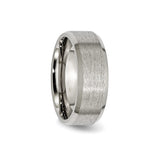 Titanium Mens Wedding Band with Brushed Center and Polished Beveled Edges, 8mm Comfort Fit