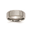 Titanium Wedding Band, Brushed Finish with Polished Edges, Flat Comfort Fit, 8mm Mens Ring