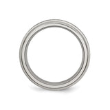 Titanium Mens Wedding Band with Brushed Finish and Polished Edges, Flat Comfort Fit