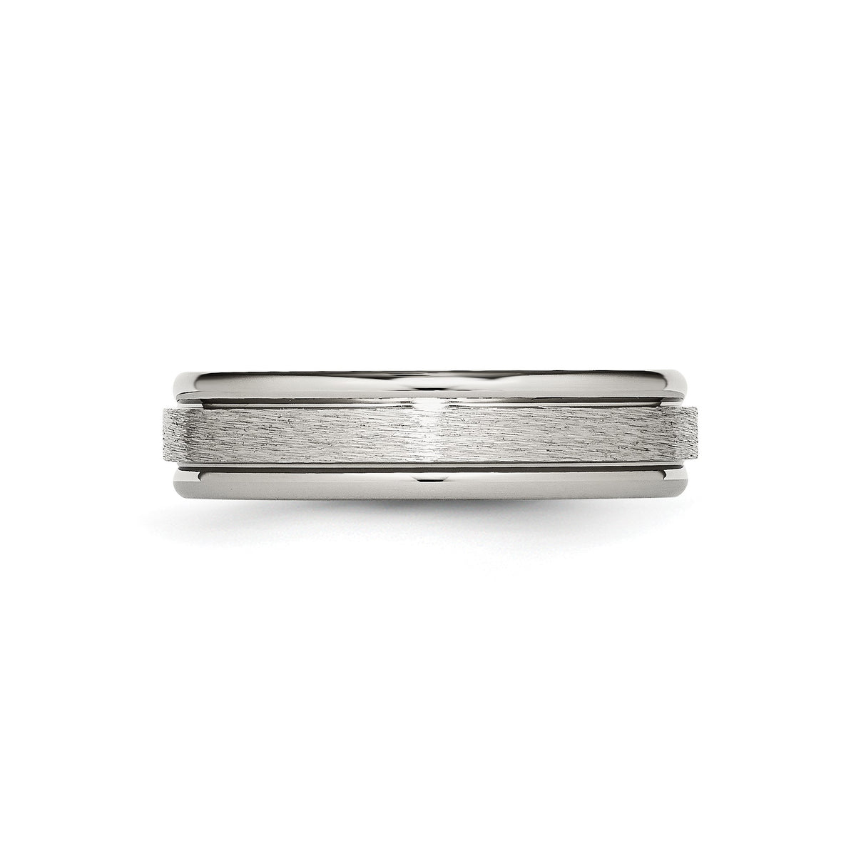 Titanium Mens Wedding Band Ring with Brushed Center and Polished Edges