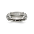 Titanium Mens Wedding Band Ring with Brushed Center, Polished Beveled Edges, Matte Finish