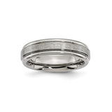Titanium Mens Wedding Band Ring with Brushed Center and Polished Edges, Comfort Fit