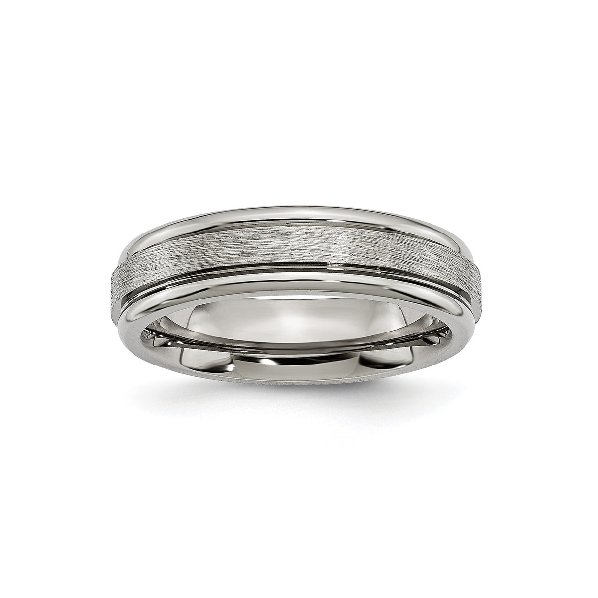 Titanium Mens Wedding Band with Brushed Finish and Polished Edges, Flat Comfort Fit
