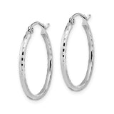 10k White Gold Hoop Earrings with Hammered Textured Finish, Lightweight Modern Design