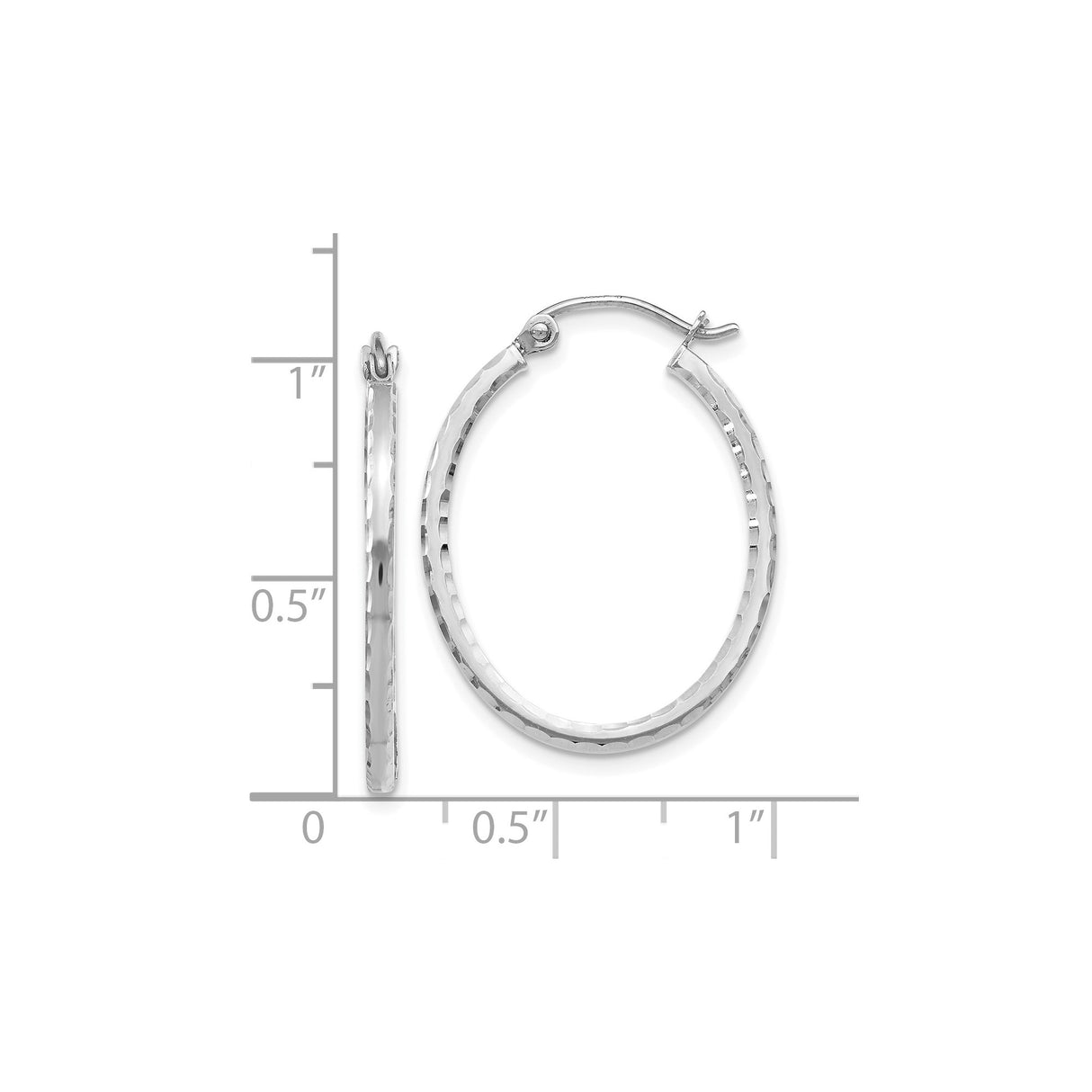 10k White Gold Hoop Earrings with Hammered Textured Finish, Lightweight Modern Design