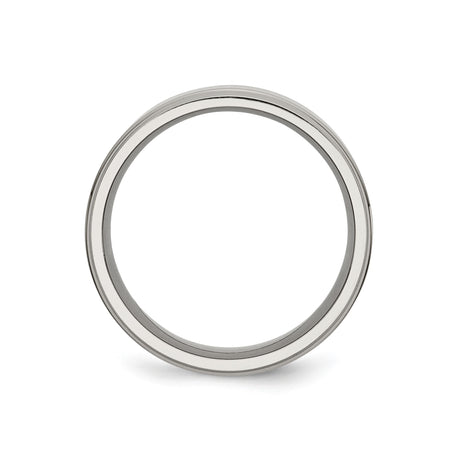Titanium Mens Wedding Band with Brushed Center and Polished Beveled Edges, 8mm Comfort Fit Ring