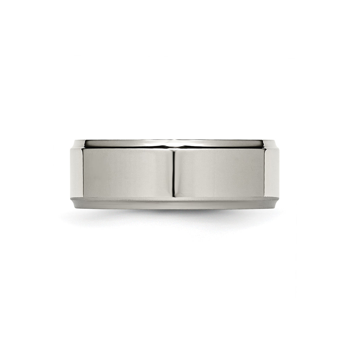 Titanium Mens Wedding Band with Brushed Center and Polished Beveled Edges, 8mm Comfort Fit Ring