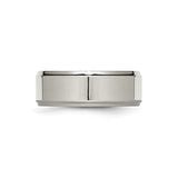 Titanium Mens Wedding Band with Brushed Center and Polished Beveled Edges, 8mm Comfort Fit Ring