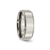 Titanium Mens Wedding Band Ring, 8mm Brushed Center with Polished Edges, Flat Comfort Fit