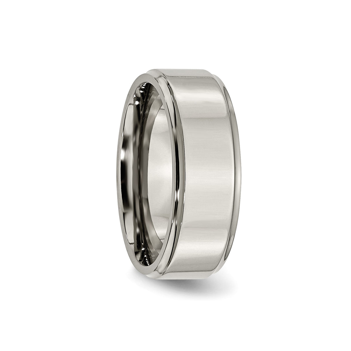 Titanium Mens Wedding Band with Brushed Finish and Polished Beveled Edge, Comfort Fit