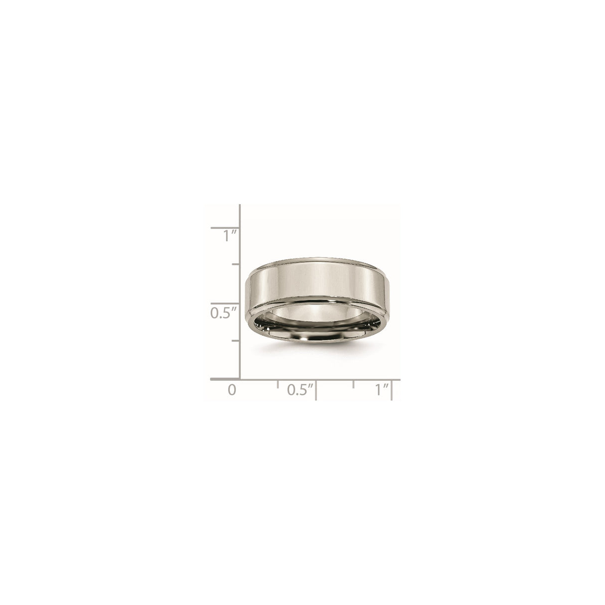 Titanium Mens Wedding Band with Brushed Center and Polished Beveled Edges, 8mm Comfort Fit Ring