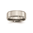 Titanium Mens Wedding Band with Brushed Center and Polished Beveled Edges, 8mm Comfort Fit Ring