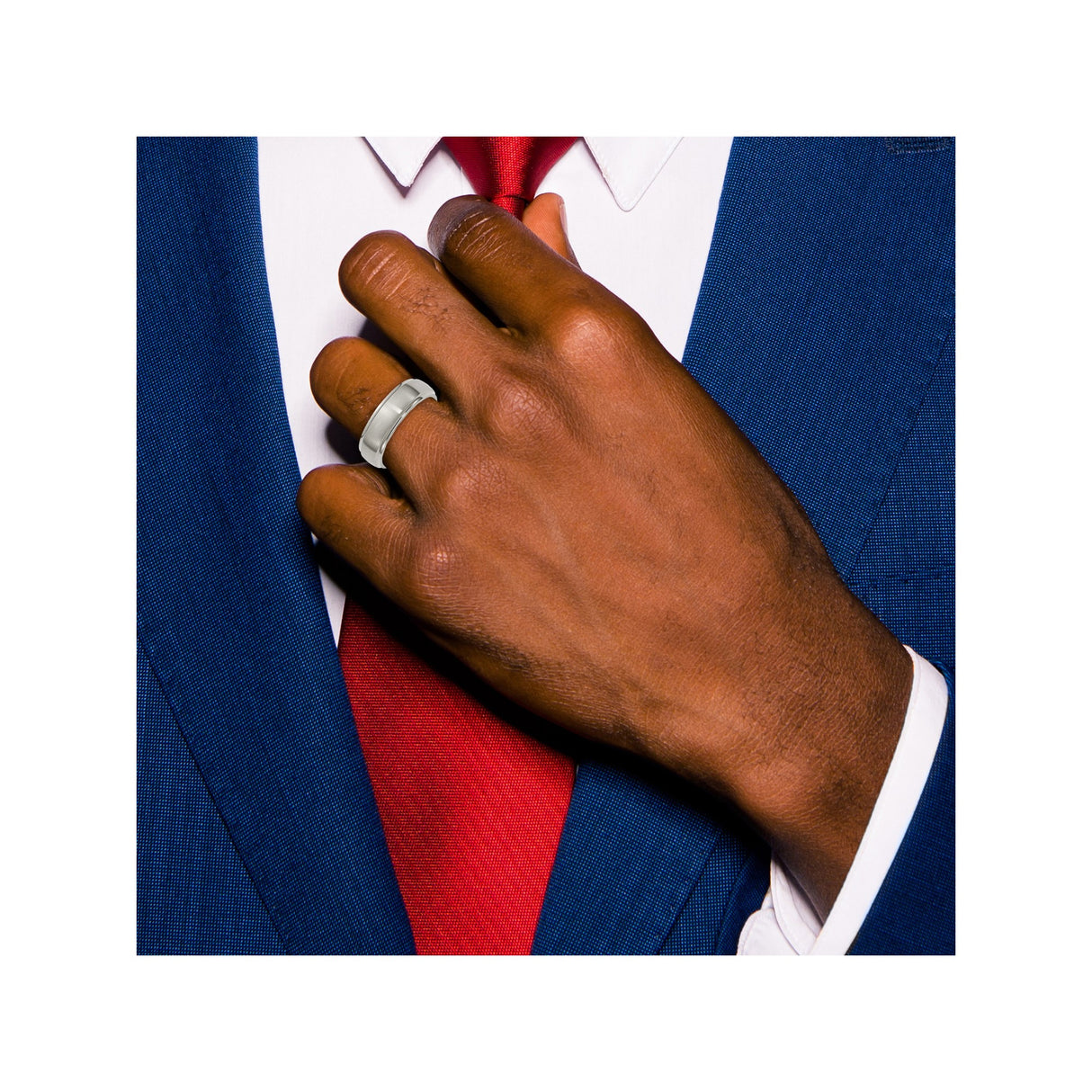 Titanium Ring with Brushed Center and Polished Edges, 7mm Flat Comfort Fit Band