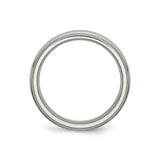 Titanium Mens Wedding Band Ring with Brushed Center and Polished Edges, 7mm Comfort Fit