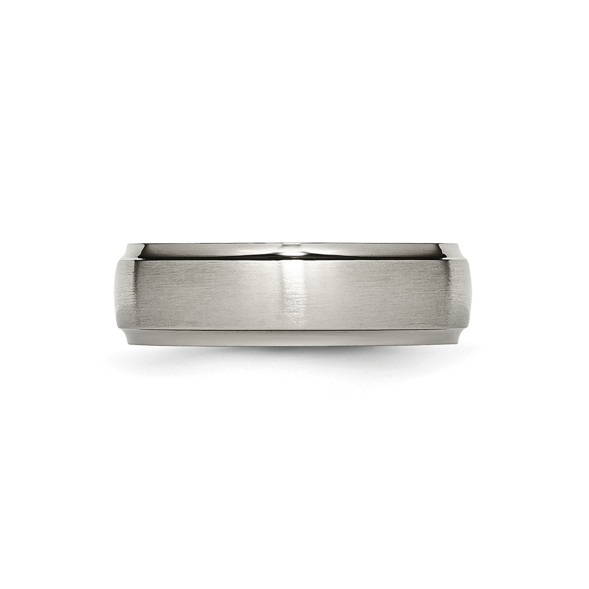 Titanium Mens Wedding Band, 7mm Brushed Center with Polished Beveled Edges, Comfort Fit Ring