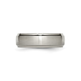 Titanium Mens Wedding Band Ring, Brushed Center with Polished Edges, Comfort Fit Flat Profile