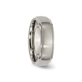 Titanium Mens Wedding Band with Brushed Matte Finish and Polished Beveled Edges
