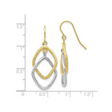 10k Yellow Gold Drop Earrings with Two-Tone Interlocking Diamond-Shaped Loops