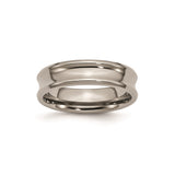 Titanium Mens Wedding Band Ring, High Polish Finish, Slight Concave Edge, Comfort Fit Design