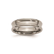Titanium Mens Wedding Band with High Polish Finish, Wave Design, Beveled Edge, Comfort Fit