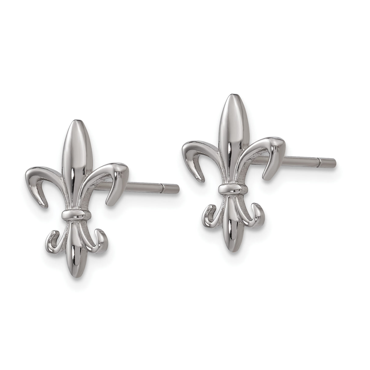 Unisex Titanium Fleur De Lis Stud Earrings Hypoallergenic