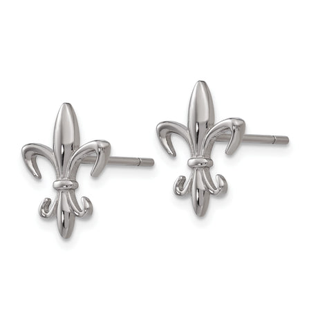 Unisex Titanium Fleur De Lis Stud Earrings Hypoallergenic