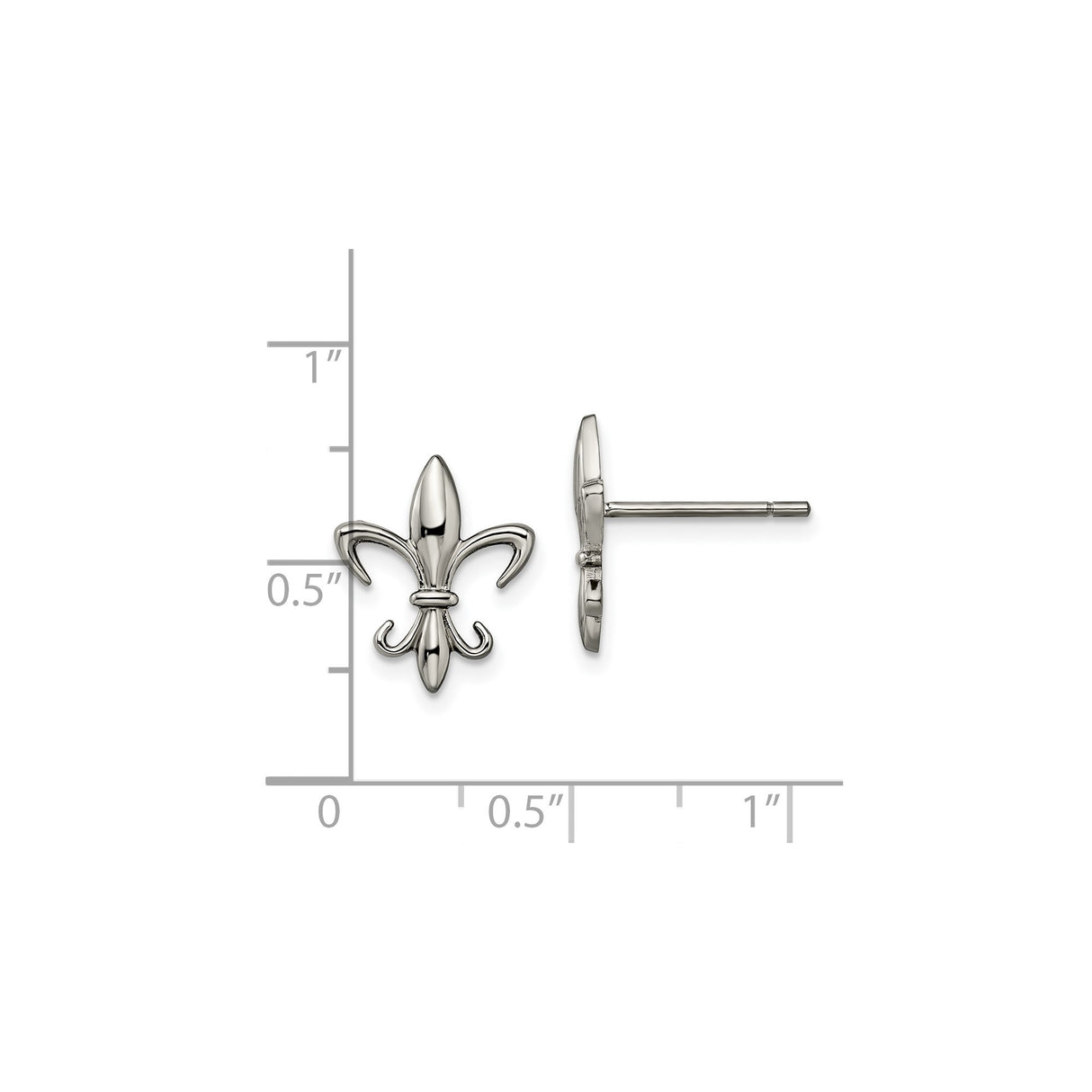 Unisex Titanium Fleur De Lis Stud Earrings Hypoallergenic