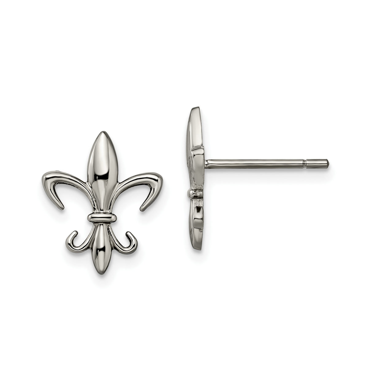 Unisex Titanium Fleur-de-lis Stud Earrings with French Lily Symbol, Gothic Medieval Design, Royalty Inspired Hypoallergenic Studs for Sensitive Ears, Cultural Symbolic Jewelry, Durable Ear Studs