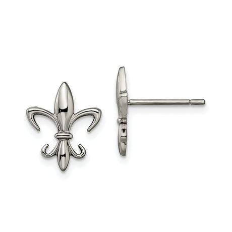 Unisex Titanium Fleur-de-lis Stud Earrings with French Lily Symbol, Gothic Medieval Design, Royalty Inspired Hypoallergenic Studs for Sensitive Ears, Cultural Symbolic Jewelry, Durable Ear Studs