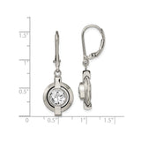 Titanium Drop Earrings with Cubic Zirconia, Geometric Circular Design, Hypoallergenic Leverback